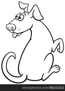 Black and white cartoon illustration of surprised dog comic animal character coloring page