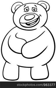 Black and White Cartoon Illustration of Teddy Bear Toy Comic Character Coloring Book