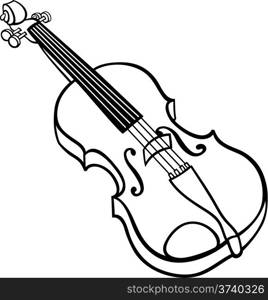 Black and White Cartoon Illustration of Violin Musical Instrument Clip Art for Coloring Book