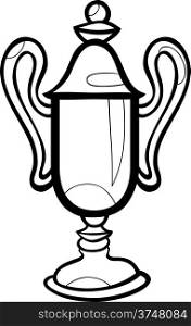 Black and White Cartoon Illustration of Winner Cup Object Clip Art for Coloring Book