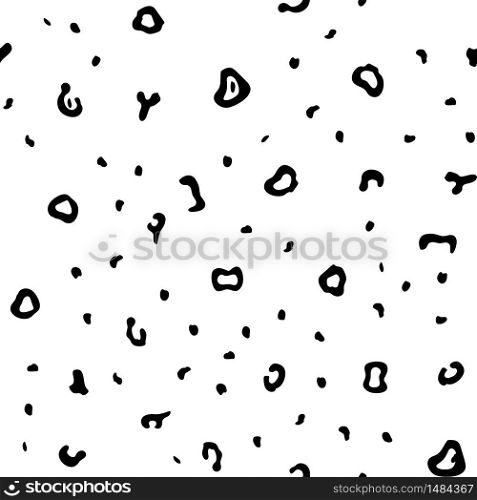 Black and white cartoon leopard skin with little spots seamless pattern. Black and white leopard skin with little spots seamless pattern