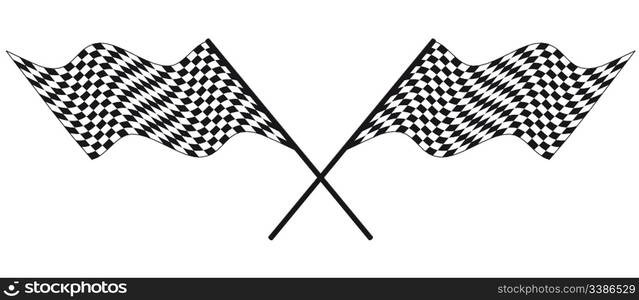 Black and white checked racing flag. Vector illustration.