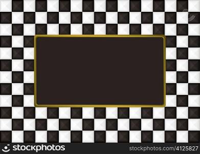 Black and white checkered picture frame with gold trim