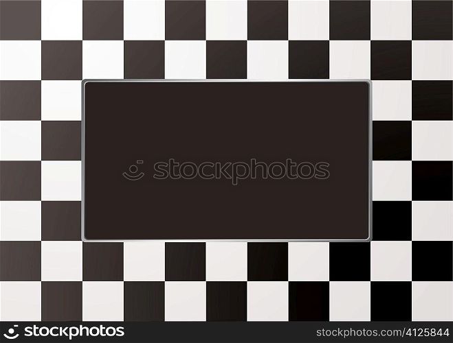 Black and white checkered picture frame with silver bevel
