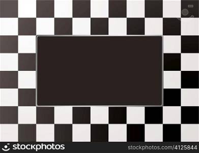 Black and white checkered picture frame with silver bevel
