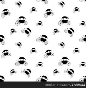 Black and White Cinderella Fairytale carriage. Seamless Pattern. Vector Illustration. EPS10. Black and White Cinderella Fairytale carriage. Seamless Pattern.