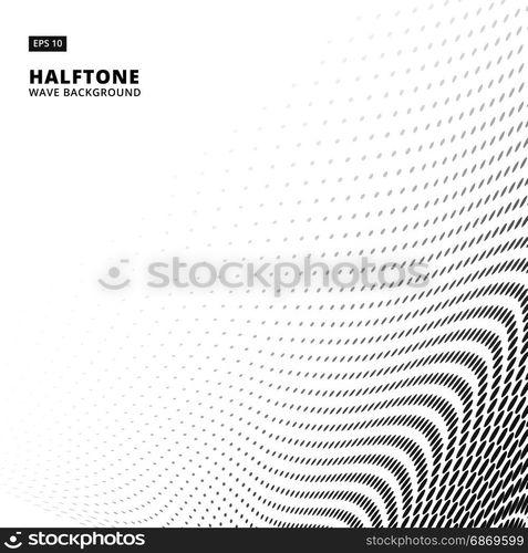 Black and White color wave halftone on white background with copy space, vector illustration