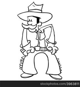 black and white cowboy cartoon