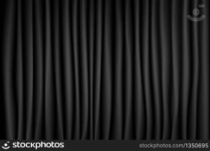 Black and White Curtain Theater Scene Stage Background. Backdrop with luxury silk velvet. Abstract texture.