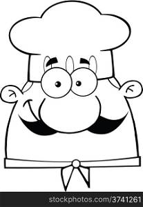 Black and White Cute Chef Head Cartoon Character
