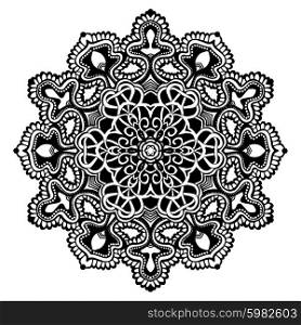 Black and white decorative mandala symbol isolated on white background vector illustration. Mandala Black And White