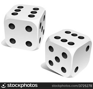 Black and white dice with double six roll.