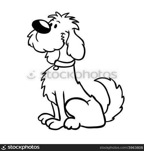 black and white dog cartoon illustration