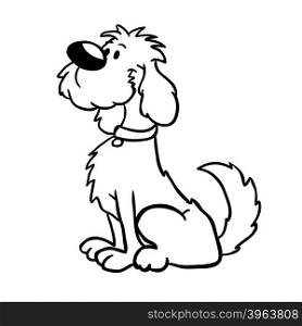 black and white dog cartoon illustration