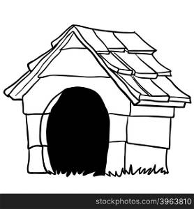 black and white dog house cartoon