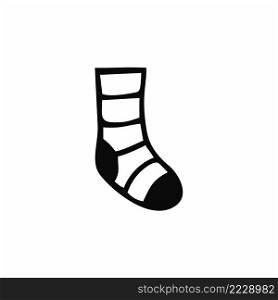 Black and white Doodle sock. Contour illustration of a sock. Element of clothes.