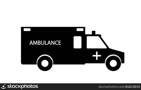 Black and White Emergency Ambulance with Siren Flat Design. Vector Illustration. EPS10. Black and White Emergency Ambulance with Siren Flat Design. Vect