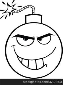 Black and White Evil Bomb Cartoon Character