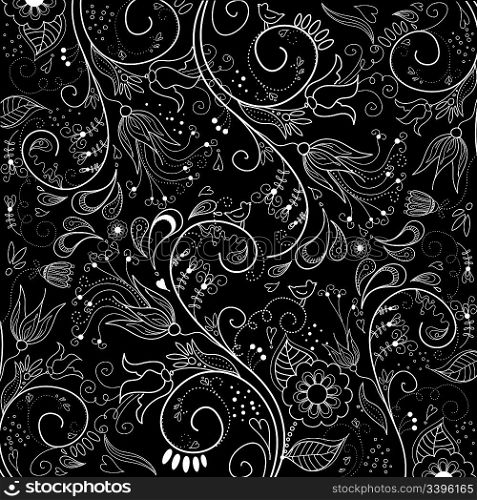 Black and White Floral Background
