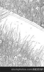 Black and white floral background sketch