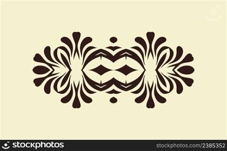 Black and white floral decoration. Vector illustration of abstraction. Abstract vector black tribal ornament