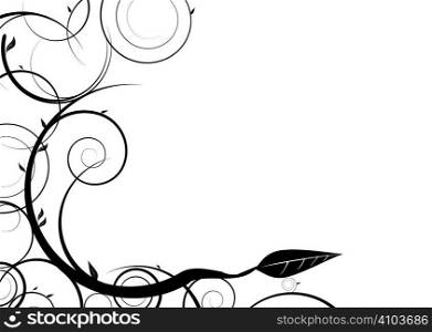 Black and white floral design with copy space