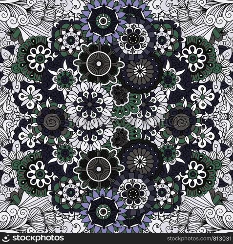 Black and white floral mandala like pattern. Vector illustration. Floral mandala like pattern