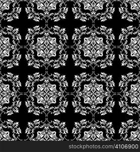 Black and white floral seamless design background pattern
