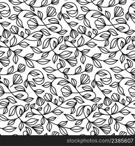 Black and White Floral Vector Seamless Pattern. Awesome for classic product design, fabric, backgrounds, invitations, packaging design projects. Surface pattern design.