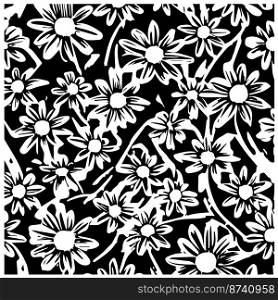 black and white flower line pattern background