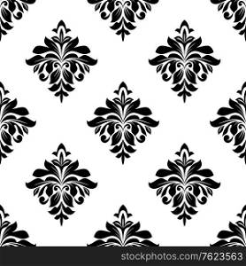 Black and white foliate seamless pattern background for wallpaper or textile design