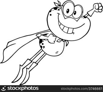 Black And White Frog Superhero Cartoon Character Flying