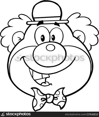 Black and White Funny Clown Head Cartoon Character
