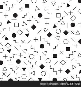 Black and white geometric elements memphis style pattern the era 80&rsquo;s - 90&rsquo;s years background. Vector illustration
