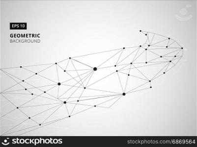 Black and White geometric graphic background. Perspective backdrop. Digital data visualization. Scientific cybernetic vector illustration