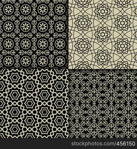 Black and white geometric ornaments set. Vector illustration. Black and white geometric ornaments set