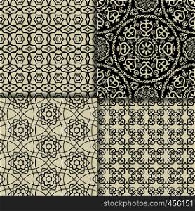Black and white geometric ornate patterns. Vector illustration. Black and white geometric ornate patterns