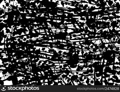 Black and white grainy grunge halftone vector background. Abstract pattern with random dots.