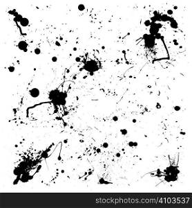 Black and white grunge ink splat abstract background