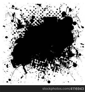 Black and white grunge ink splat background with copy space for your text