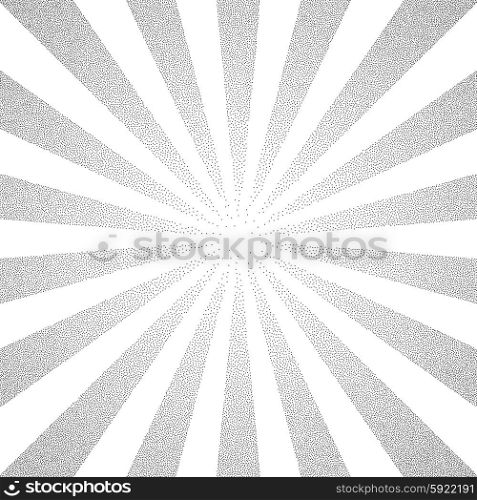black and white halftone background . Vector black and white halftone background. Stipple effect . Sun burst