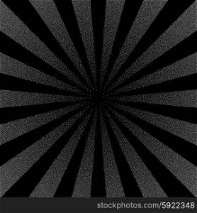 black and white halftone background . Vector black and white halftone background. Stipple effect . Sun burst