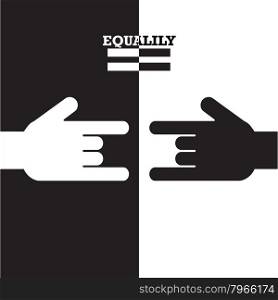 Black and White hand with equality concept. Vector illustration.&#xA;