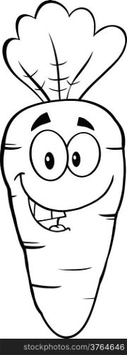 Black And White Happy Carrot Cartoon Character