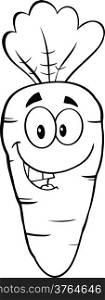 Black And White Happy Carrot Cartoon Character