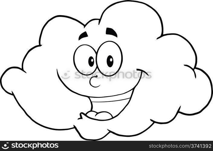 Black And White Happy Cloud Cartoon Mascot Character