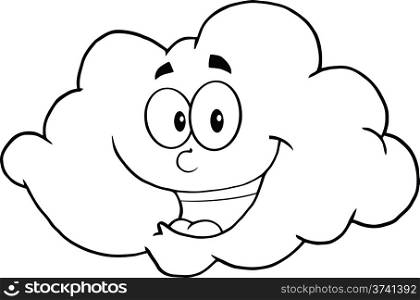 Black And White Happy Cloud Cartoon Mascot Character