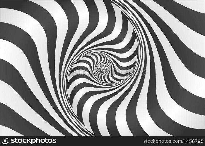 Black and white hypnotic spiral. vector illustration.