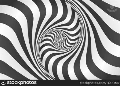 Black and white hypnotic spiral. vector illustration.