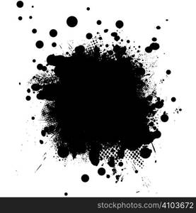 Black and white illustrated background with halftone dot